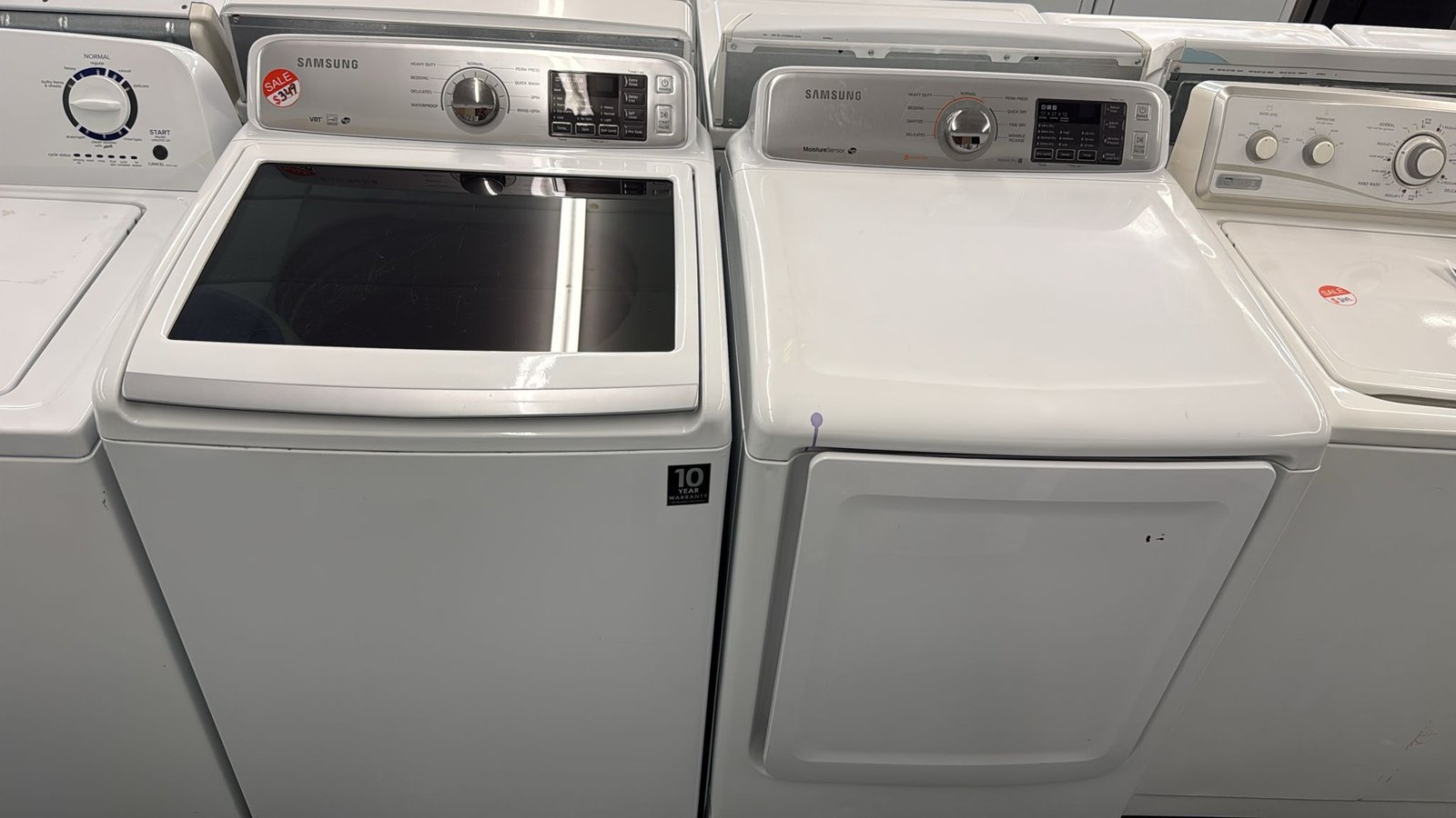 SAMSUNG USED ELCTRIC WASGER DRYER SET WHITE WITH WARRANTY